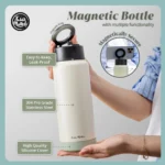 MAGSTIC - 24oz/700ml iPhone Magsafe Compatible Thermal Water Bottle with Sipping Straw Collection